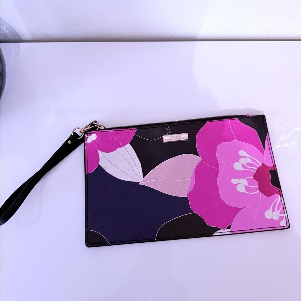 Trina Turk Floral Black and Pink Clutch